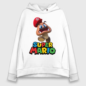 Женское худи Oversize хлопок с принтом Super Mario в Белгороде, френч-терри — 70% хлопок, 30% полиэстер. Мягкий теплый начес внутри —100% хлопок | боковые карманы, эластичные манжеты и нижняя кромка, капюшон на магнитной кнопке | Тематика изображения на принте: game | mario kart live home circuit | super mario | super mario 3d world | super mario 64 | super mario galaxy | super mario sunshine | гумба | игра super mario | игра марио | йоши | купалинги | лакиту | луиджи | марио | надпись | нинтендо | 