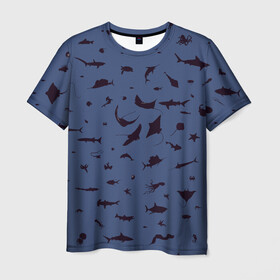 Мужская футболка 3D с принтом Manta в Белгороде, 100% полиэфир | прямой крой, круглый вырез горловины, длина до линии бедер | Тематика изображения на принте: dolphin | fish | killer whale | manta | see life | shark | акула | дельфин | касатка | морские обитатели | рыба