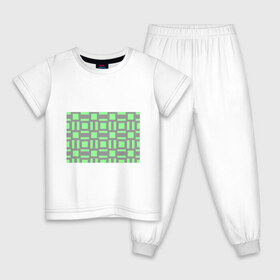 Детская пижама хлопок с принтом Пиксели зеленые в Белгороде, 100% хлопок |  брюки и футболка прямого кроя, без карманов, на брюках мягкая резинка на поясе и по низу штанин
 | геометрия | зеленые | квадраты | орнамент | па терн | пиксели | узор