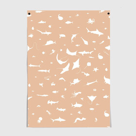 Постер с принтом Manta 2 в Белгороде, 100% бумага
 | бумага, плотность 150 мг. Матовая, но за счет высокого коэффициента гладкости имеет небольшой блеск и дает на свету блики, но в отличии от глянцевой бумаги не покрыта лаком | dolphin | fish | killer whale | manta | see life | shark | акула | дельфин | касатка | морские жители | рыба
