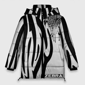 Женская зимняя куртка 3D с принтом Zebra в Белгороде, верх — 100% полиэстер; подкладка — 100% полиэстер; утеплитель — 100% полиэстер | длина ниже бедра, силуэт Оверсайз. Есть воротник-стойка, отстегивающийся капюшон и ветрозащитная планка. 

Боковые карманы с листочкой на кнопках и внутренний карман на молнии | животное | зебра | полосы | черный | штрихкод