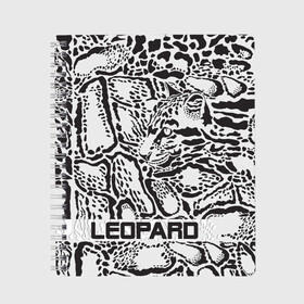 Тетрадь с принтом Leopard в Белгороде, 100% бумага | 48 листов, плотность листов — 60 г/м2, плотность картонной обложки — 250 г/м2. Листы скреплены сбоку удобной пружинной спиралью. Уголки страниц и обложки скругленные. Цвет линий — светло-серый
 | дикий | животные | кошка | леопард | пятна