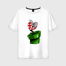 Женская футболка хлопок Oversize с принтом MARIO в Белгороде, 100% хлопок | свободный крой, круглый ворот, спущенный рукав, длина до линии бедер
 | luigi | mario | super | super mario | братья марио | денди | луиджи | марио | марио денди | супер марио