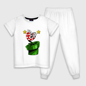 Детская пижама хлопок с принтом Хищное растение МАРИО в Белгороде, 100% хлопок |  брюки и футболка прямого кроя, без карманов, на брюках мягкая резинка на поясе и по низу штанин
 | Тематика изображения на принте: luigi | mario | super | super mario | братья марио | денди | луиджи | марио | марио денди | супер марио