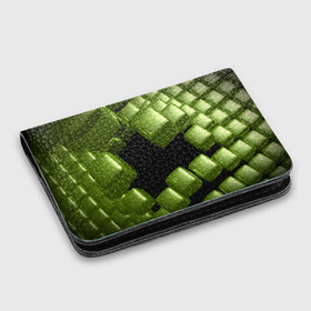 Картхолдер с принтом с принтом зеленый куб в Белгороде, натуральная матовая кожа | размер 7,3 х 10 см; кардхолдер имеет 4 кармана для карт; | 3d | абстракция | зеленый | илюзия | квадрат | куб
