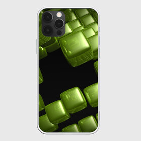 Чехол для iPhone 12 Pro Max с принтом зеленый куб в Белгороде, Силикон |  | Тематика изображения на принте: 3d | абстракция | зеленый | илюзия | квадрат | куб