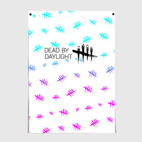 Постер с принтом DEAD BY DAYLIGHT в Белгороде, 100% бумага
 | бумага, плотность 150 мг. Матовая, но за счет высокого коэффициента гладкости имеет небольшой блеск и дает на свету блики, но в отличии от глянцевой бумаги не покрыта лаком | daylight | dead | dead by daylight | game | games | horror | logo | skull | skulls | zombie | бай | выживание | деад | дед | дейлайт | дэае | дэд | дэйлайт | зомби | игра | игры | лого | логотип | символ | хоррор | череп | черепа