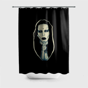 Штора 3D для ванной с принтом Marilyn Manson в Белгороде, 100% полиэстер | плотность материала — 100 г/м2. Стандартный размер — 146 см х 180 см. По верхнему краю — пластиковые люверсы для креплений. В комплекте 10 пластиковых колец | manson | marilyn | marilyn manson | мэнсон | мэрилин | мэрилин мэнсон