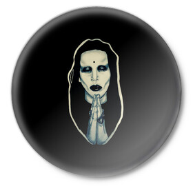Значок с принтом Marilyn Manson в Белгороде,  металл | круглая форма, металлическая застежка в виде булавки | manson | marilyn | marilyn manson | мэнсон | мэрилин | мэрилин мэнсон
