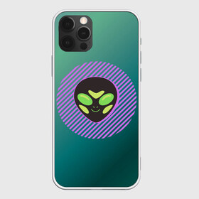 Чехол для iPhone 12 Pro Max с принтом Инопланетяша на зеленом фоне в Белгороде, Силикон |  | градиент | зеленый | инопланетянин | круг | лицо | наука | нло | подарок | полоски | пришелец | улыбка | фантастика | фиолетовый