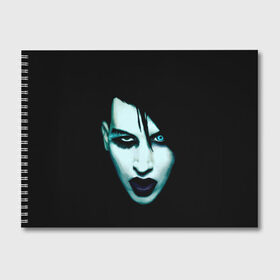 Альбом для рисования с принтом Marilyn Manson в Белгороде, 100% бумага
 | матовая бумага, плотность 200 мг. | Тематика изображения на принте: goth | gothic | manson | marilyn | metal | mm | music | rock | гот | готы | метал | мэнсон | мэрилин | рок