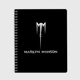 Тетрадь с принтом Marilyn Manson в Белгороде, 100% бумага | 48 листов, плотность листов — 60 г/м2, плотность картонной обложки — 250 г/м2. Листы скреплены сбоку удобной пружинной спиралью. Уголки страниц и обложки скругленные. Цвет линий — светло-серый
 | Тематика изображения на принте: manson | marilyn | marilyn manson | мэнсон | мэрилин | мэрилин мэнсон