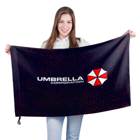 Флаг 3D с принтом UMBRELLA CORP / АМБРЕЛЛА в Белгороде, 100% полиэстер | плотность ткани — 95 г/м2, размер — 67 х 109 см. Принт наносится с одной стороны | Тематика изображения на принте: corp | corporation | evil | game | games | logo | resident | umbrella | амбрелла | зла | зонт | зонтик | игра | игры | корп | корпорация | лого | логотип | обитель | резидент | символ | эвил