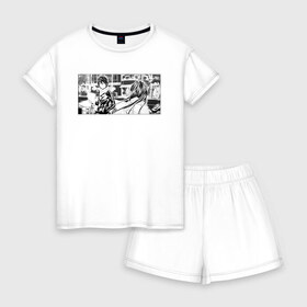 Женская пижама с шортиками хлопок с принтом Бездомный бог, манга в Белгороде, 100% хлопок | футболка прямого кроя, шорты свободные с широкой мягкой резинкой | аниме | арт | бездомный бог | девушка | манга | парень | ято