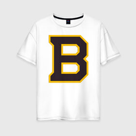 Женская футболка хлопок Oversize с принтом Boston Bruins в Белгороде, 100% хлопок | свободный крой, круглый ворот, спущенный рукав, длина до линии бедер
 | boston | boston bruins | boston nhl | boston strong | nhl