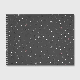 Альбом для рисования с принтом Снежинки и звёзды в Белгороде, 100% бумага
 | матовая бумага, плотность 200 мг. | Тематика изображения на принте: белый | звезда | зима | небо | снег | снежинка | чёрный