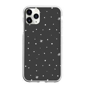 Чехол для iPhone 11 Pro Max матовый с принтом Снежинки и звёзды в Белгороде, Силикон |  | белый | звезда | зима | небо | снег | снежинка | чёрный