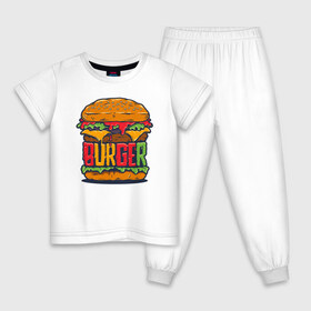 Детская пижама хлопок с принтом BURGER в Белгороде, 100% хлопок |  брюки и футболка прямого кроя, без карманов, на брюках мягкая резинка на поясе и по низу штанин
 | бургер | бутерброд | еда | любителям еды | перекус | фастфуд | юмор