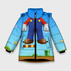 Зимняя куртка для девочек 3D с принтом Mario в Белгороде, ткань верха — 100% полиэстер; подклад — 100% полиэстер, утеплитель — 100% полиэстер. | длина ниже бедра, удлиненная спинка, воротник стойка и отстегивающийся капюшон. Есть боковые карманы с листочкой на кнопках, утяжки по низу изделия и внутренний карман на молнии. 

Предусмотрены светоотражающий принт на спинке, радужный светоотражающий элемент на пуллере молнии и на резинке для утяжки. | 8 бит | dandy | mario | водопроводчик | денди | игры на денди | марио