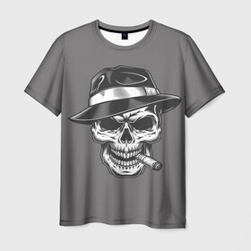 Мужская футболка 3D с принтом Череп в Белгороде, 100% полиэфир | прямой крой, круглый вырез горловины, длина до линии бедер | бандит | гангстер | мафия | череп