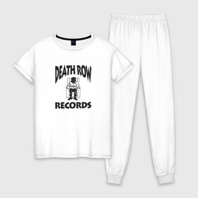 Женская пижама хлопок с принтом Death Row Records в Белгороде, 100% хлопок | брюки и футболка прямого кроя, без карманов, на брюках мягкая резинка на поясе и по низу штанин | Тематика изображения на принте: death row | dr dre | hip hop | rap | snoop dogg