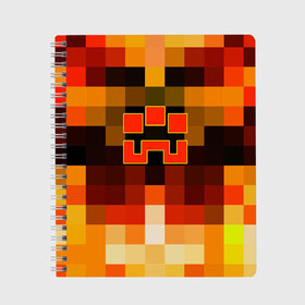 Тетрадь с принтом Minecraft Dungeons в Белгороде, 100% бумага | 48 листов, плотность листов — 60 г/м2, плотность картонной обложки — 250 г/м2. Листы скреплены сбоку удобной пружинной спиралью. Уголки страниц и обложки скругленные. Цвет линий — светло-серый
 | blox | creeper | dungeons | geometry | logo games | orange | pixel | red | steve | алекс | геометрия | детям | крипер | куб | логотипы игр | майнкрафт | мальчикам | мобы | огненный | огонь | пигги | пиксель | пиксельный | подземелья