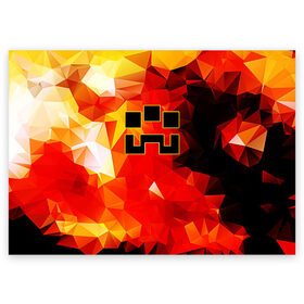 Поздравительная открытка с принтом Minecraft Dungeons в Белгороде, 100% бумага | плотность бумаги 280 г/м2, матовая, на обратной стороне линовка и место для марки
 | blox | creeper | dungeons | geometry | logo games | orange | pixel | red | steve | алекс | геометрия | детям | крипер | куб | логотипы игр | майнкрафт | мальчикам | мобы | огненный | огонь | пигги | пиксель | пиксельный | подземелья