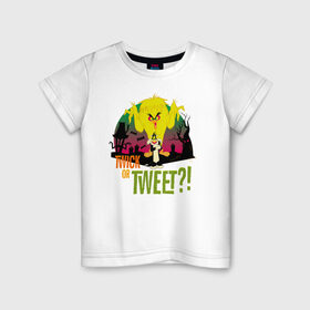 Детская футболка хлопок с принтом Twick Or Tweet?! в Белгороде, 100% хлопок | круглый вырез горловины, полуприлегающий силуэт, длина до линии бедер | looney tunes | sylvester | tweety | vdzabma | луни тюнз | сильвестр | твити