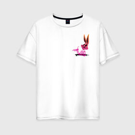 Женская футболка хлопок Oversize с принтом Багз Хэллоуин в Белгороде, 100% хлопок | свободный крой, круглый ворот, спущенный рукав, длина до линии бедер
 | bugs bunny | looney tunes | vdzabma | багз банни | луни тюнз