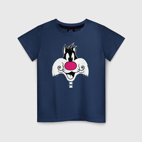 Детская футболка хлопок с принтом Сильвестр Хэллоуин в Белгороде, 100% хлопок | круглый вырез горловины, полуприлегающий силуэт, длина до линии бедер | looney tunes | sylvester | vdzabma | луни тюнз | сильвестр