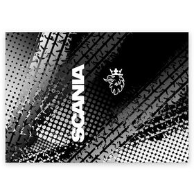 Поздравительная открытка с принтом Scania в Белгороде, 100% бумага | плотность бумаги 280 г/м2, матовая, на обратной стороне линовка и место для марки
 | Тематика изображения на принте: king of road | king of the road | saab | saab logo | scania | scania king | scania logo | грузовик | дальнобойщик | сааб | сканиа | скания | скания значок | скания лого | скания логотип | скания символ | шофер