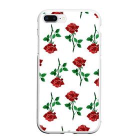 Чехол для iPhone 7Plus/8 Plus матовый с принтом Паттерн из роз в Белгороде, Силикон | Область печати: задняя сторона чехла, без боковых панелей | красный | красота | паттерн | природа | роза | узор | цветок | цветы