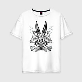 Женская футболка хлопок Oversize с принтом Bugs Bunny в Белгороде, 100% хлопок | свободный крой, круглый ворот, спущенный рукав, длина до линии бедер
 | bugs bunny | looney tunes | vdzabma | багз банни | луни тюнз