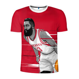 Мужская футболка 3D спортивная с принтом James Harden Houston Rockets в Белгороде, 100% полиэстер с улучшенными характеристиками | приталенный силуэт, круглая горловина, широкие плечи, сужается к линии бедра | Тематика изображения на принте: 