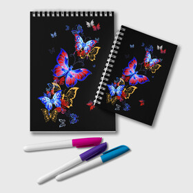 Блокнот с принтом Поцелуй бабочек в Белгороде, 100% бумага | 48 листов, плотность листов — 60 г/м2, плотность картонной обложки — 250 г/м2. Листы скреплены удобной пружинной спиралью. Цвет линий — светло-серый
 | Тематика изображения на принте: angel | butterfly | fairy | neon | night | wings | ангел | бабочка | бабочки | девушке | животные | красочные | крылья | летающие | магия | махаон | мотыльки | насекомые | неоновые | ночные | ночь | подарок | природа