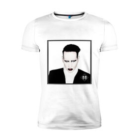 Мужская футболка хлопок Slim с принтом Manson в Белгороде, 92% хлопок, 8% лайкра | приталенный силуэт, круглый вырез ворота, длина до линии бедра, короткий рукав | marilyn manson | мэнсон | мэрлин | мэрлин мэнсон | немецкая группа | рок
