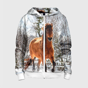 Детская толстовка 3D на молнии с принтом Конь и снег в Белгороде, 100% полиэстер |  манжеты и пояс оформлены широкой мягкой резинкой, двухслойный капюшон со шнурком для регулировки, спереди карманы и застежка-молния
 | животные | звери | зима | кони | конь | коняшка | лошади | лошадка | лошадь | пони | природа | снег