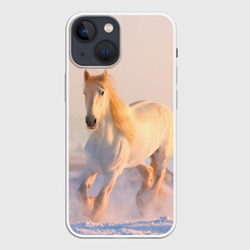 Чехол для iPhone 13 mini с принтом Белая лошадь в Белгороде,  |  | животные | звери | зима | кони | конь | коняшка | лошади | лошадка | лошадь | пони | природа | снег