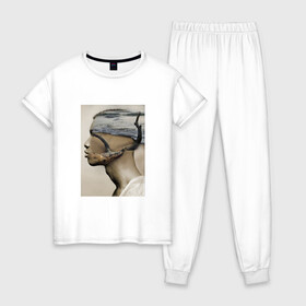 Женская пижама хлопок с принтом Digital ART 033-33 в Белгороде, 100% хлопок | брюки и футболка прямого кроя, без карманов, на брюках мягкая резинка на поясе и по низу штанин | 