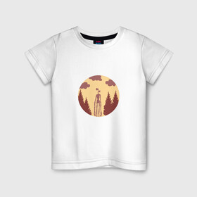 Детская футболка хлопок с принтом Siren Head в Белгороде, 100% хлопок | круглый вырез горловины, полуприлегающий силуэт, длина до линии бедер | Тематика изображения на принте: siren head | игра | лес | монстр | персонаж | сирена | сиреноголовый | чудовище