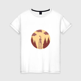 Женская футболка хлопок с принтом Siren Head в Белгороде, 100% хлопок | прямой крой, круглый вырез горловины, длина до линии бедер, слегка спущенное плечо | siren head | игра | лес | монстр | персонаж | сирена | сиреноголовый | чудовище