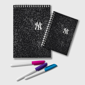 Блокнот с принтом New York Yankees в Белгороде, 100% бумага | 48 листов, плотность листов — 60 г/м2, плотность картонной обложки — 250 г/м2. Листы скреплены удобной пружинной спиралью. Цвет линий — светло-серый
 | Тематика изображения на принте: baseball | fashion | game | glitch | new york | sport | бейсбол | игра | мода | нью йорк | спорт