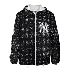Мужская куртка 3D с принтом New York Yankees в Белгороде, ткань верха — 100% полиэстер, подклад — флис | прямой крой, подол и капюшон оформлены резинкой с фиксаторами, два кармана без застежек по бокам, один большой потайной карман на груди. Карман на груди застегивается на липучку | baseball | fashion | game | glitch | new york | sport | бейсбол | игра | мода | нью йорк | спорт