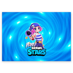 Поздравительная открытка с принтом Penny Brawl Stars в Белгороде, 100% бумага | плотность бумаги 280 г/м2, матовая, на обратной стороне линовка и место для марки
 | anime | brawl | brawl stars | brawlstars | brawl_stars | panny | peny | аниме | бравл | бравлстарс | девочка | девочка в шкуре медведя | девушка | манга | пени | пини