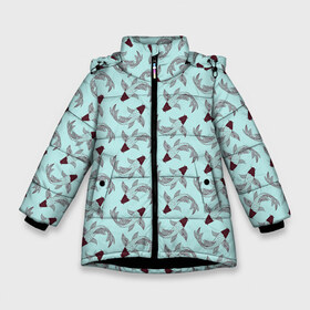Зимняя куртка для девочек 3D с принтом рыбы узор в Белгороде, ткань верха — 100% полиэстер; подклад — 100% полиэстер, утеплитель — 100% полиэстер. | длина ниже бедра, удлиненная спинка, воротник стойка и отстегивающийся капюшон. Есть боковые карманы с листочкой на кнопках, утяжки по низу изделия и внутренний карман на молнии. 

Предусмотрены светоотражающий принт на спинке, радужный светоотражающий элемент на пуллере молнии и на резинке для утяжки. | подводный мир | рыбины | рыбки | рыбоньки | рыбы | сон | узор