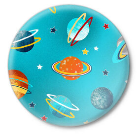 Значок с принтом Необычные планеты в Белгороде,  металл | круглая форма, металлическая застежка в виде булавки | арт | бирюзовый | венера | звезда | звёзды | земля | марс | планета | планеты | рисунок | рисунок карандашом | сатурн | синий