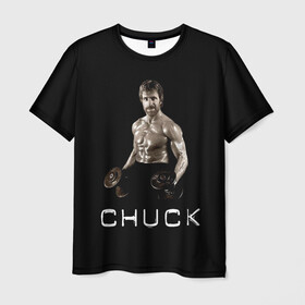 Мужская футболка 3D с принтом Чак Норис в Белгороде, 100% полиэфир | прямой крой, круглый вырез горловины, длина до линии бедер | chuck | актер | боевые искусства | карате | качалка | качек | силач | спорт | техасский рейнджер | чак норис