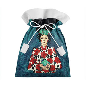 Подарочный 3D мешок с принтом Самоцветная девушка в Белгороде, 100% полиэстер | Размер: 29*39 см | Тематика изображения на принте: flowers | girl | венок | девушка | лилии | одуванчики | птичка | ромашки | синичка | узор | цветы
