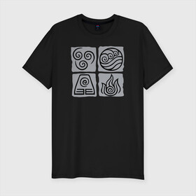 Мужская футболка хлопок Slim с принтом AVATAR в Белгороде, 92% хлопок, 8% лайкра | приталенный силуэт, круглый вырез ворота, длина до линии бедра, короткий рукав | aang | avatar | manga | аанг | аватар | аниме | манга
