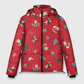 Мужская зимняя куртка 3D с принтом Рождественский рисунок в Белгороде, верх — 100% полиэстер; подкладка — 100% полиэстер; утеплитель — 100% полиэстер | длина ниже бедра, свободный силуэт Оверсайз. Есть воротник-стойка, отстегивающийся капюшон и ветрозащитная планка. 

Боковые карманы с листочкой на кнопках и внутренний карман на молнии. | 
